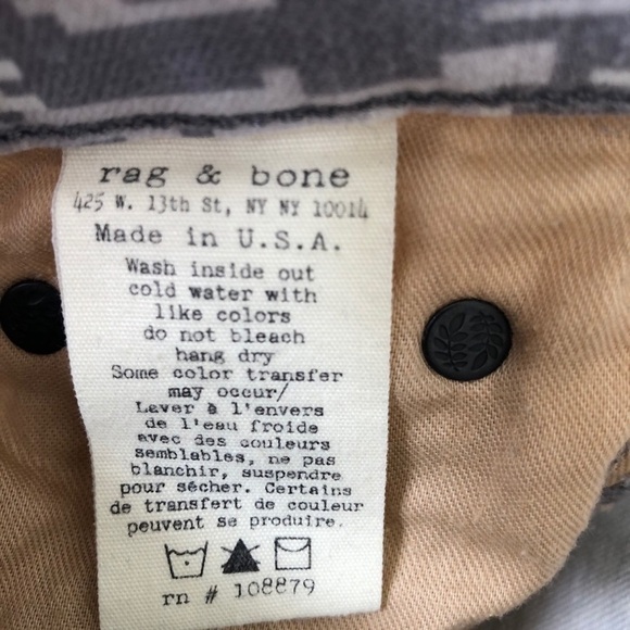 Rag & Bone Grey Camo Print Skinny Jeans Size 25 - Picture 8 of 10